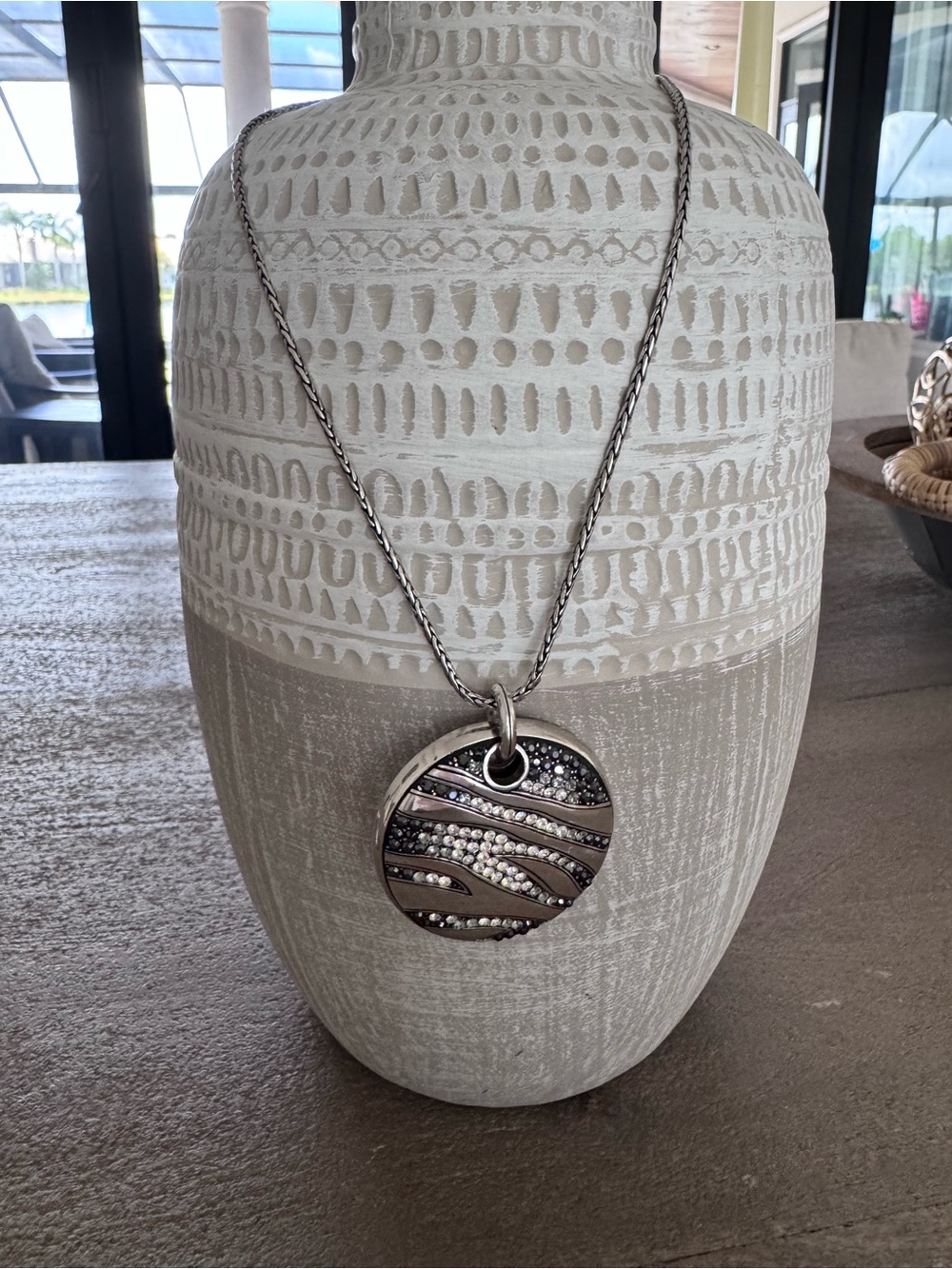 Brighton Reversible Necklace Silver Crystal Pendant